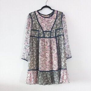 JUICY COUTURE boho floral peasant prairie granny mini dress